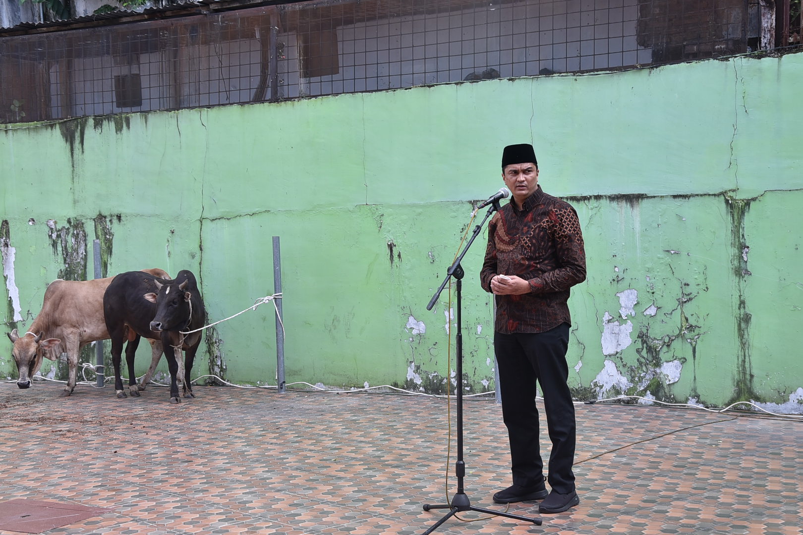 PDAM Tirtanadi Sumbangkan 11 Hewan Sapi ke Nazir Mesjid di Wilayah Instalasi Pengolahan Air.